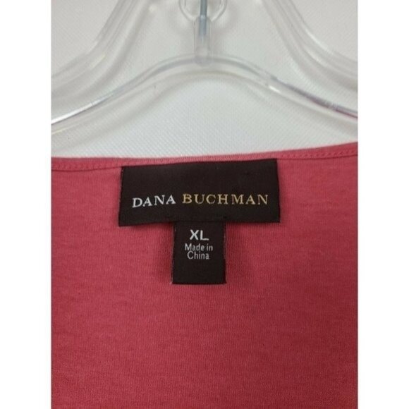 Dana Buchman Womens Top XL Pink 3/4 Sleeve Sequined Classic Carrier Casual - Picture 3 of 8